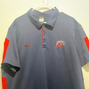 USA Hockey Nike DriFit Mens Golf Polo Shirt Size XL Blue/Red